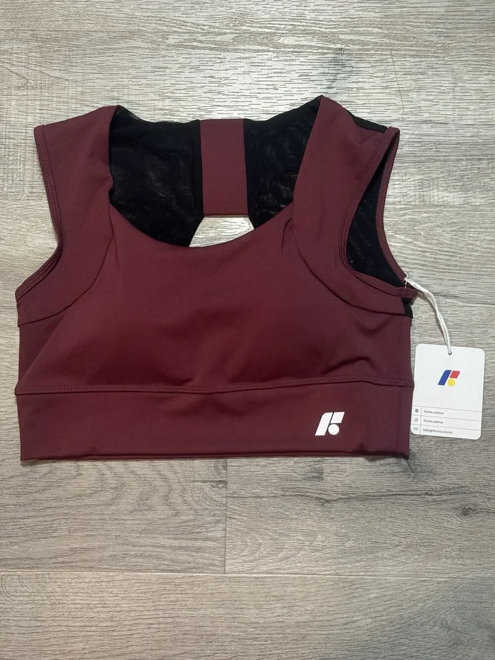 NWT Forme Power + Bra XXL Merlot Black Mesh 2XL Sports Bra Top